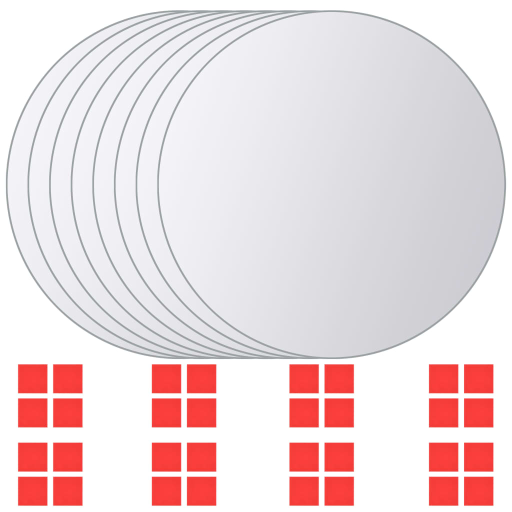 Set de 8 carreaux miroirs ronds en verre