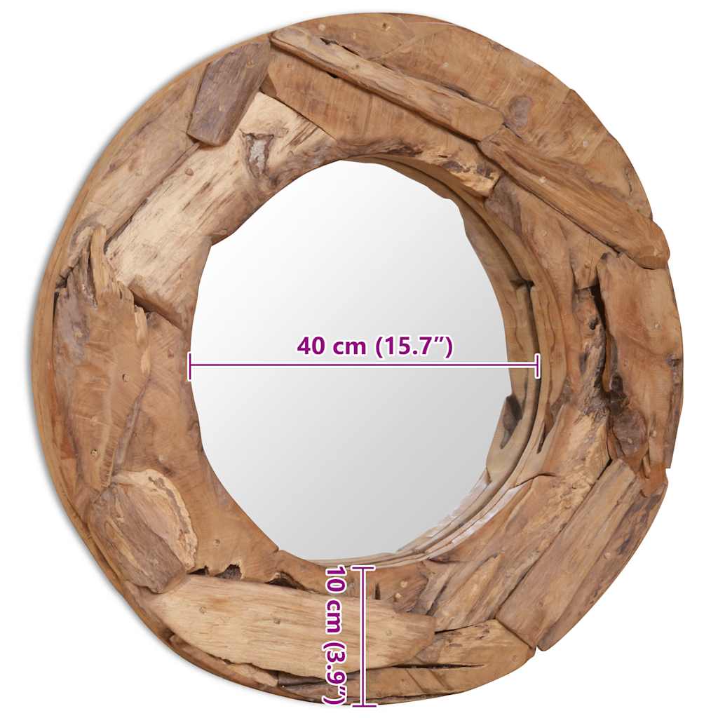 Decorative Teak Mirror 60 cm Round