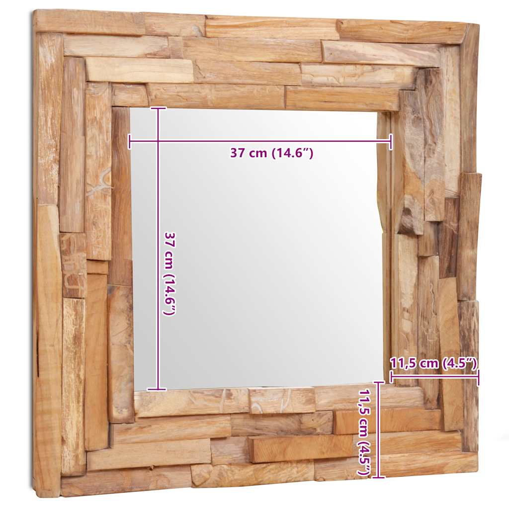 Decorative Teak Mirror 60 x 60 cm Square