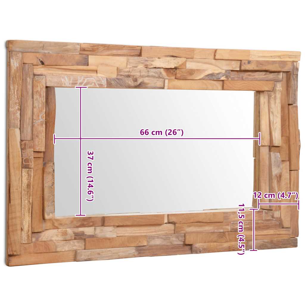Dekorativer Spiegel Teak 90 x 60 cm Rechteckig