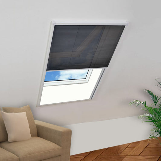 Insect Screen Pleated Blind for Windows Aluminium 80 x 120 cm