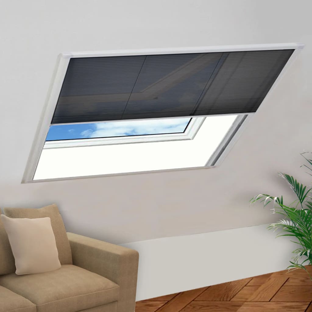 Pleated Insect Screen for Windows, Aluminum, 120x120 cm