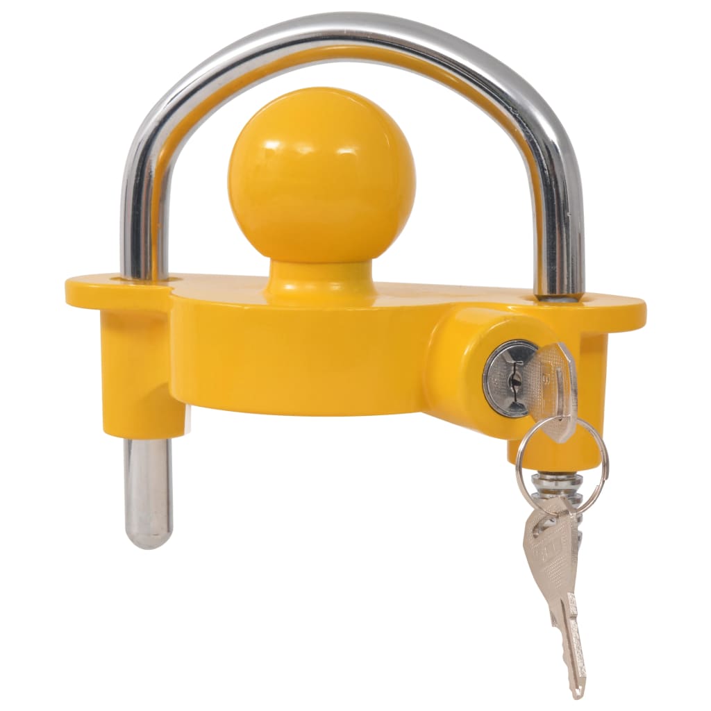 Trailer Hitch Lock 2 Keys Steel and Aluminum Alloy Yellow