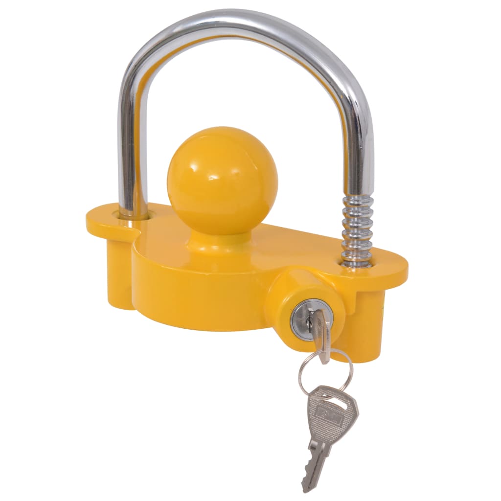 Trailer Hitch Lock 2 Keys Steel and Aluminum Alloy Yellow