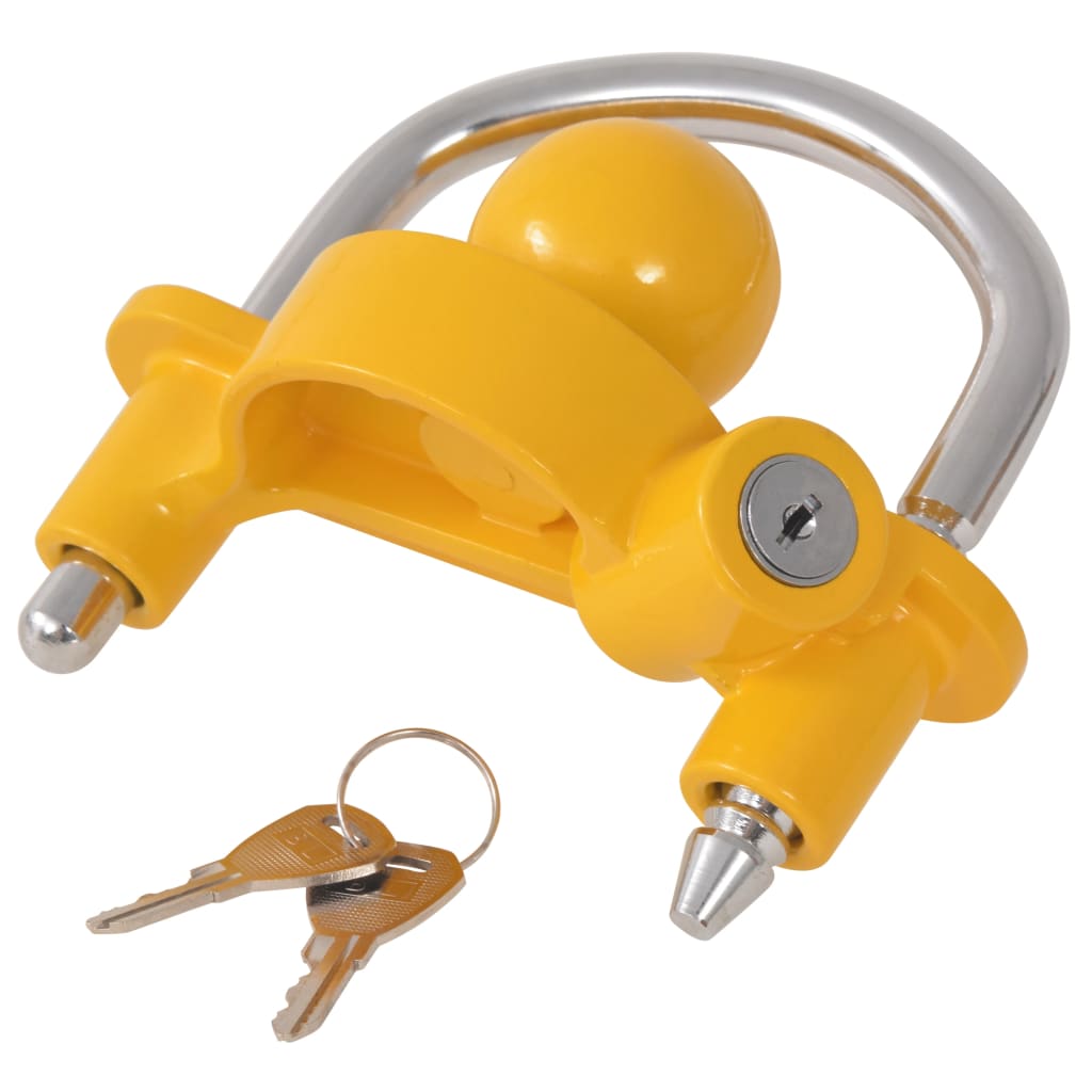 Trailer Hitch Lock 2 Keys Steel and Aluminum Alloy Yellow