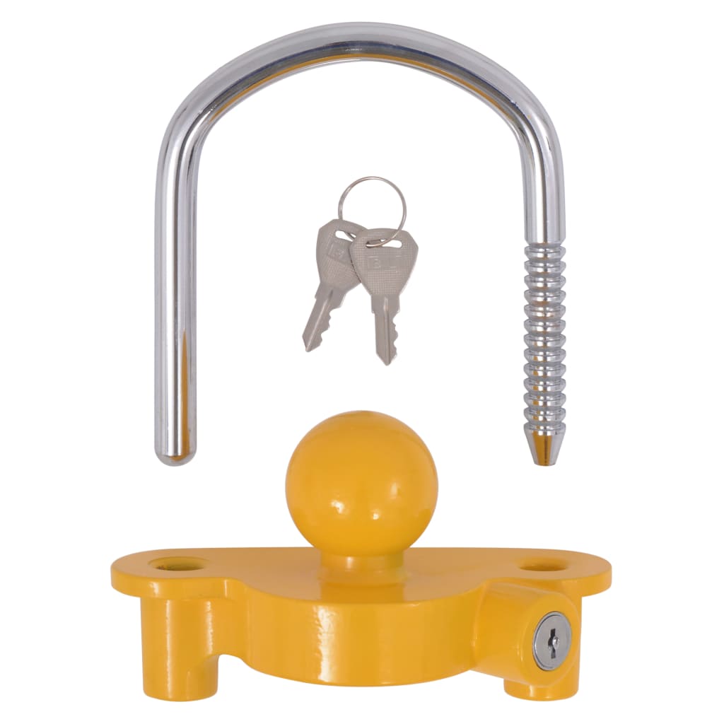 Trailer Hitch Lock 2 Keys Steel and Aluminum Alloy Yellow