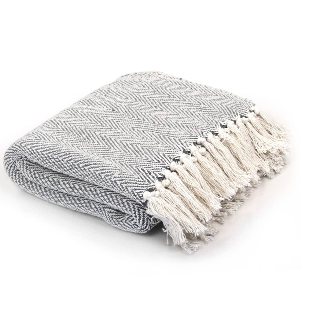 Jeté de lit coton chevrons 160x210 cm Gris