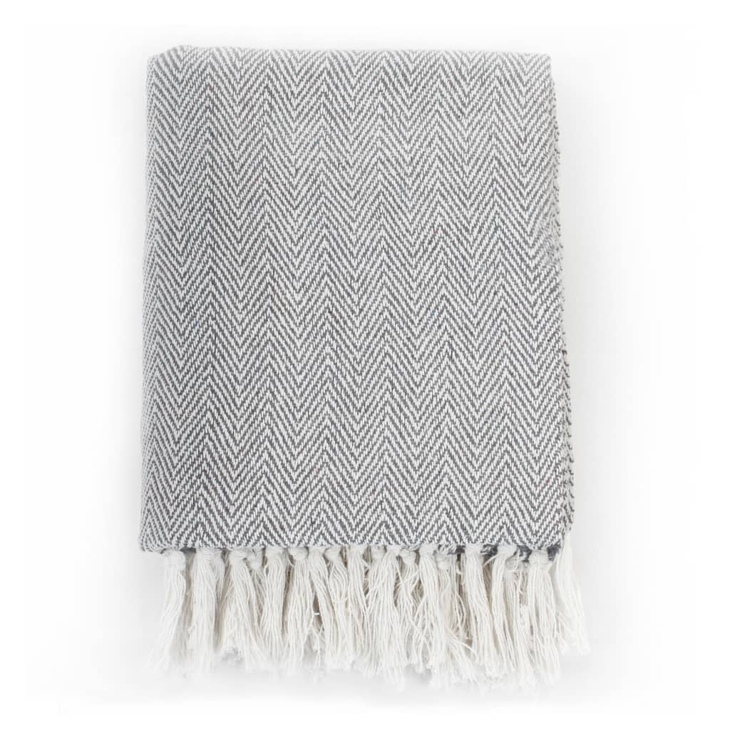 Jeté de lit coton chevrons 160x210 cm Gris