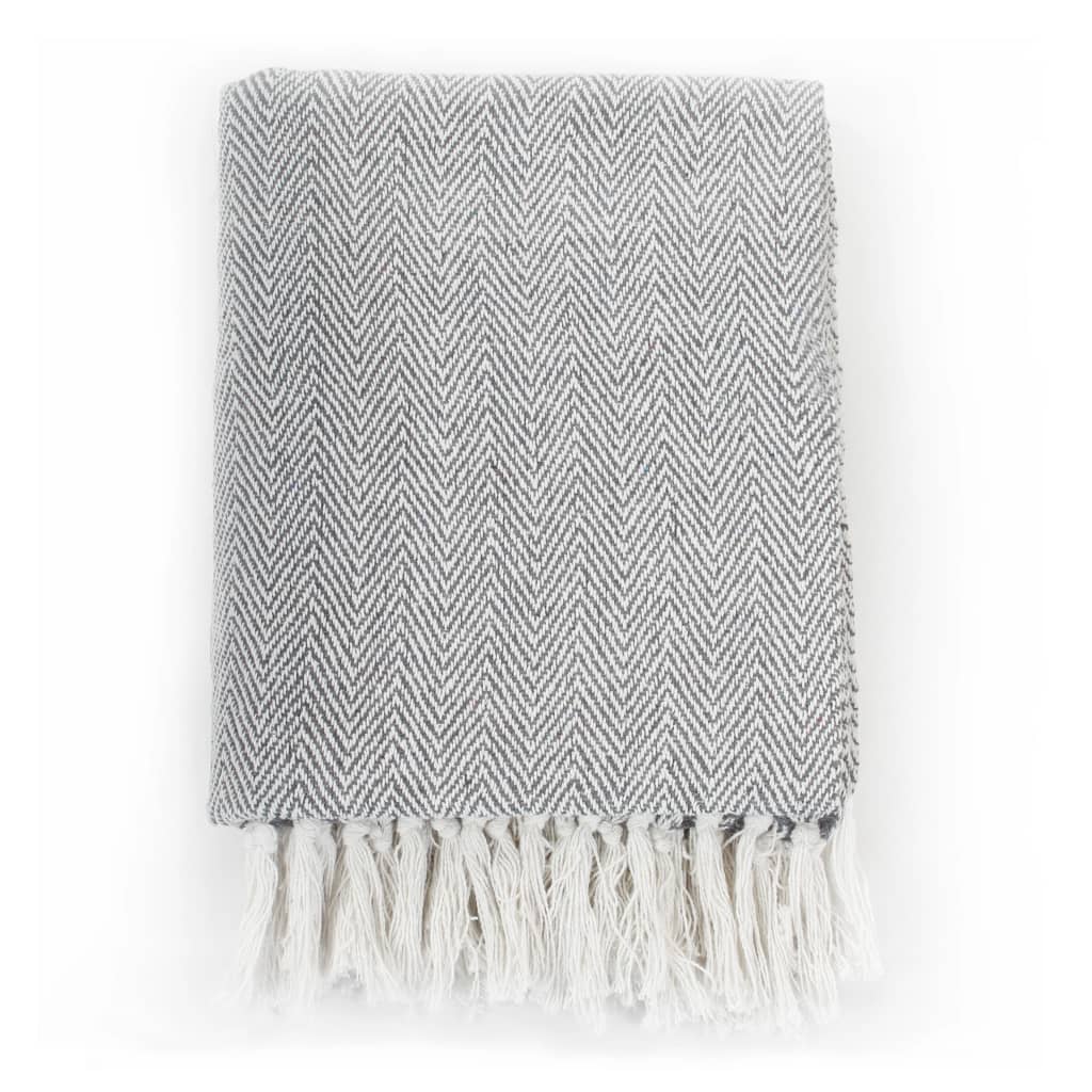 Jeté de lit coton chevrons 220x250 cm Gris