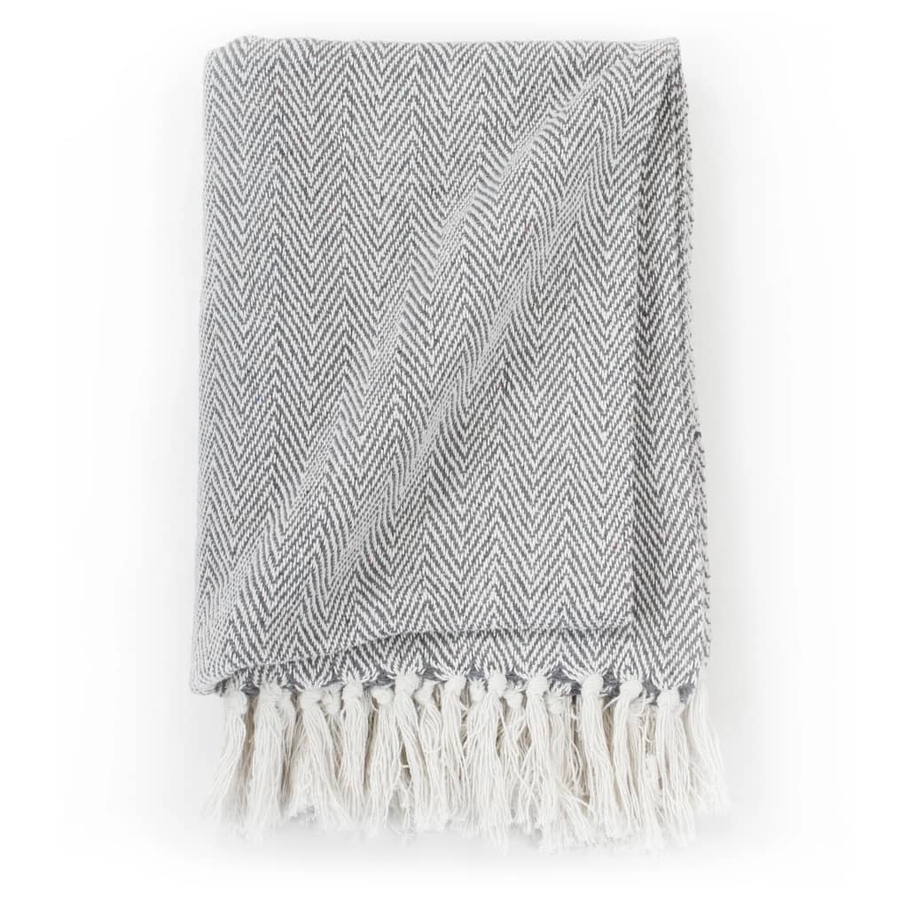 Jeté de lit coton chevrons 220x250 cm Gris