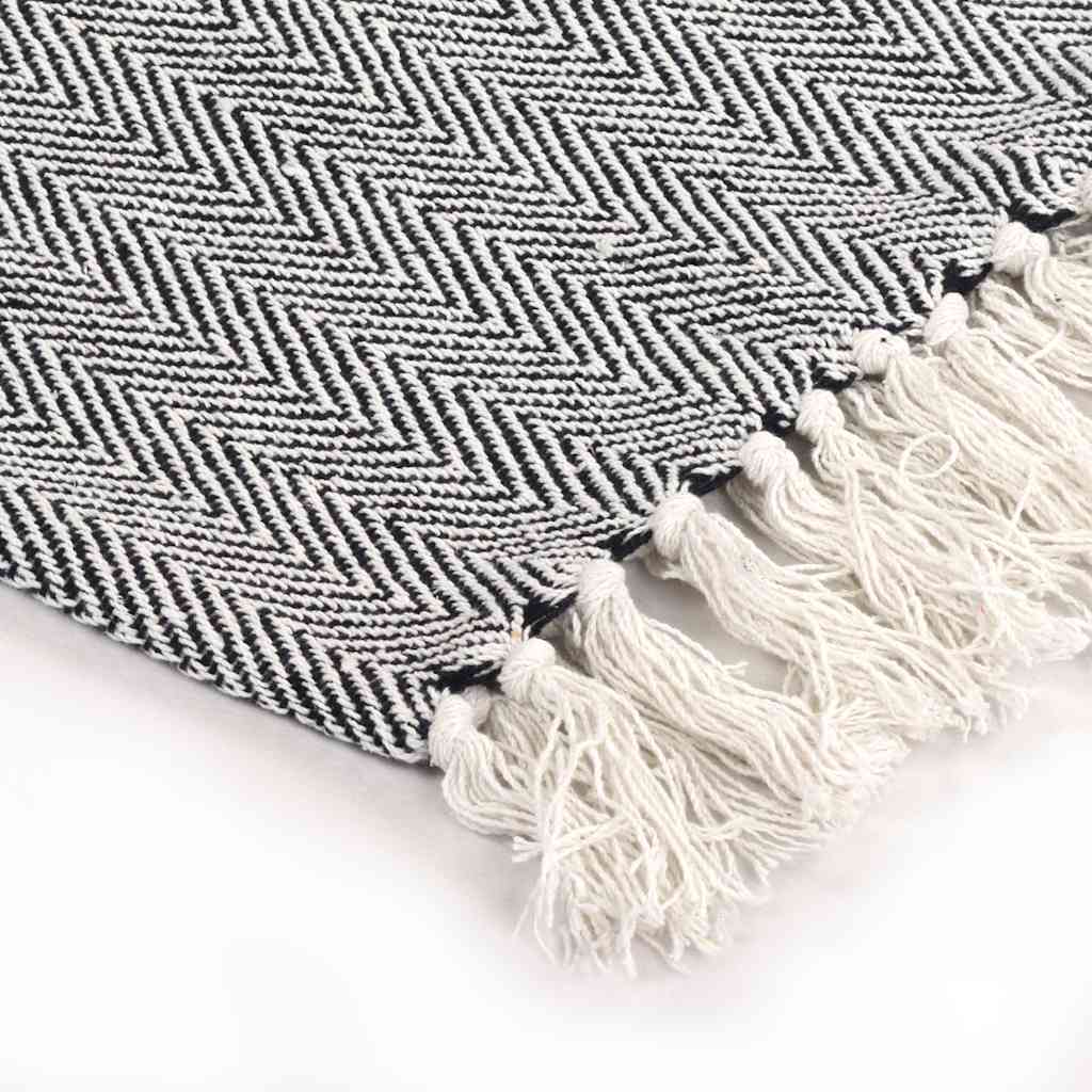 Cotton Throw Herringbone Pattern 125x150 cm Navy Blue