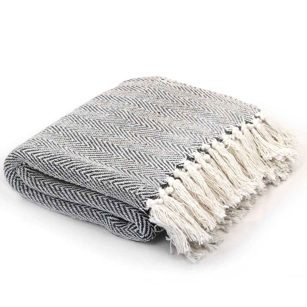 Herringbone Cotton Throw 160x210 cm Navy Blue