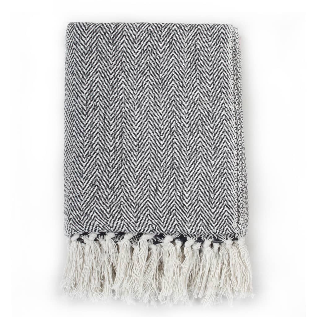 Herringbone Cotton Throw 160x210 cm Navy Blue