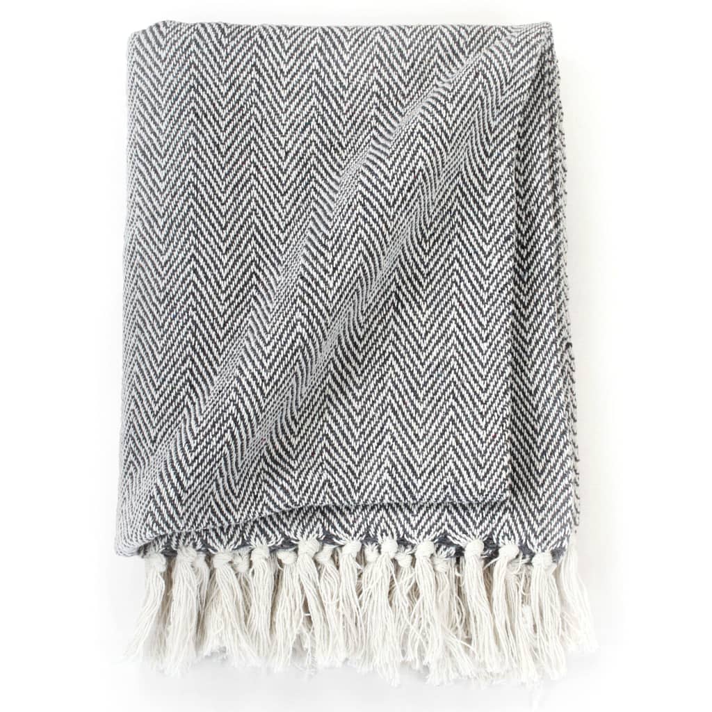 Herringbone Cotton Throw 160x210 cm Navy Blue