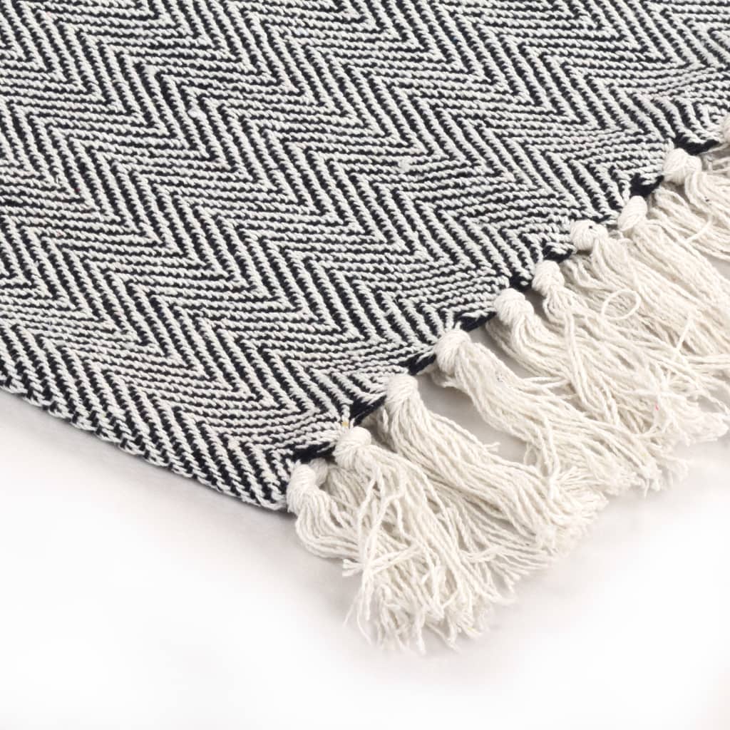 Jeté de lit coton chevrons 220x250 cm bleu marine