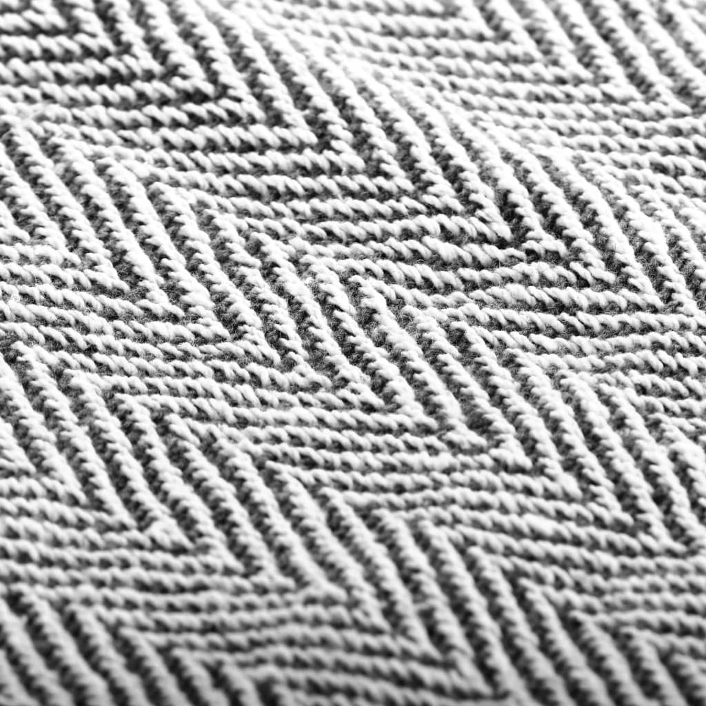 Jeté de lit coton chevrons 220x250 cm bleu marine