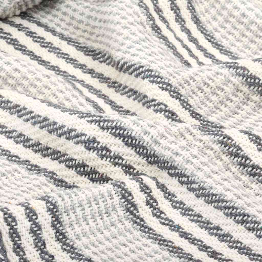 Plaid coton rayé 125x150 cm gris et blanc