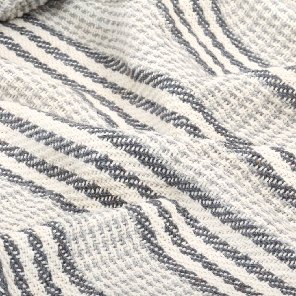 Jeté de lit coton rayé 220x250 cm Gris et blanc