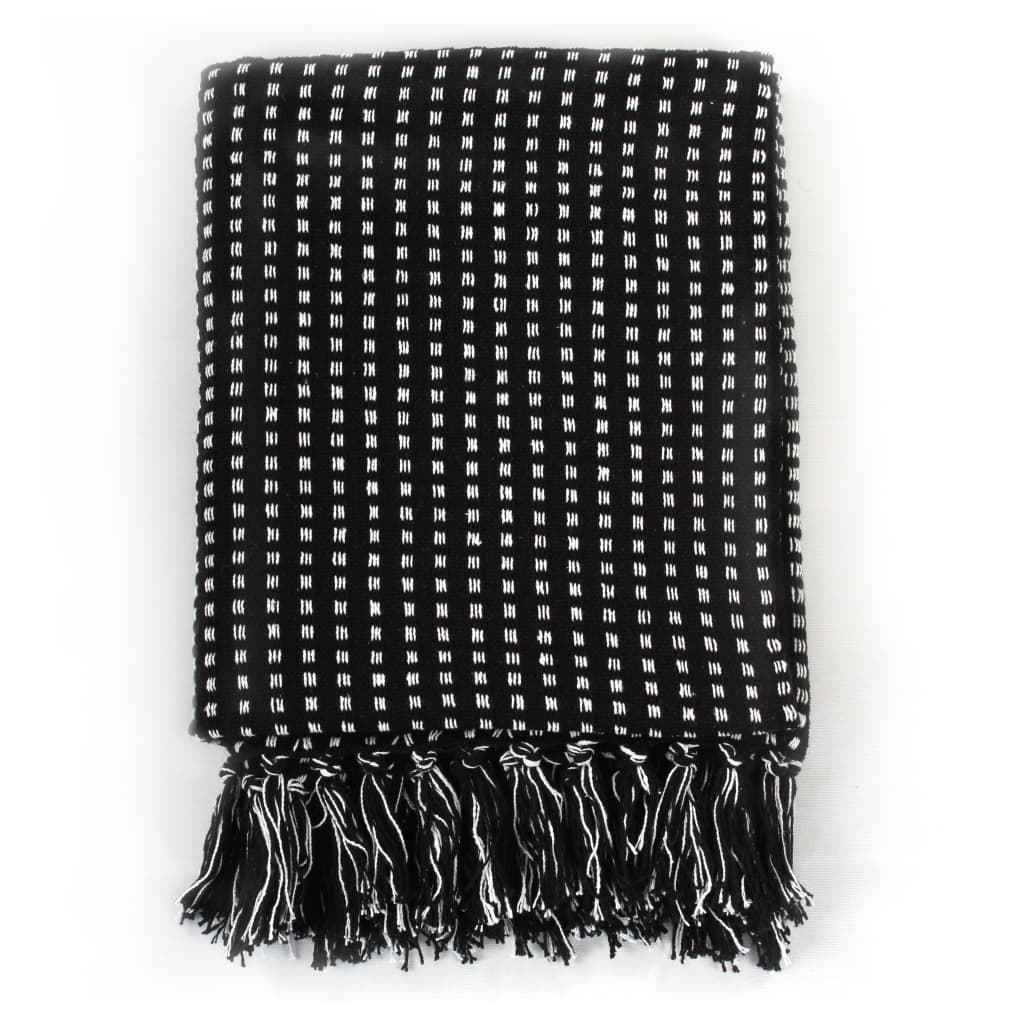 Jeté de lit coton carreaux 160x210 cm Noir
