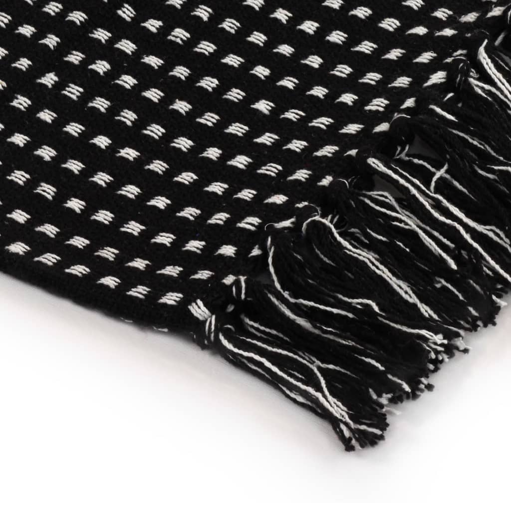 Jeté de lit coton carreaux 160x210 cm Noir