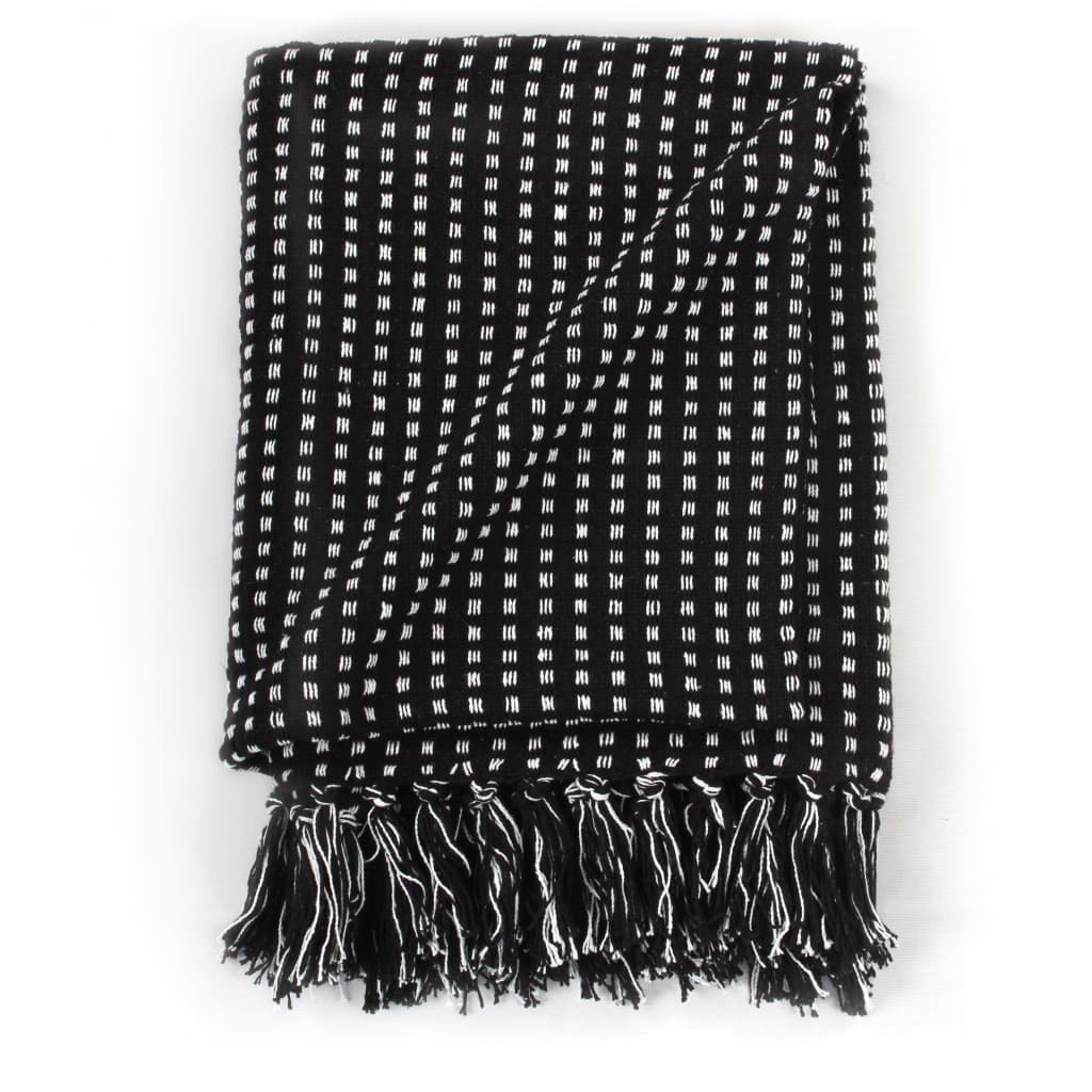 Jeté de lit coton carreaux 220x250 cm noir