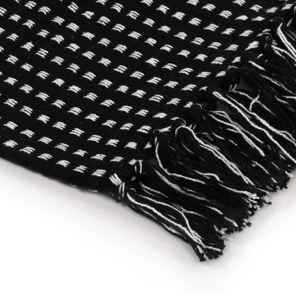 Jeté de lit coton carreaux 220x250 cm noir