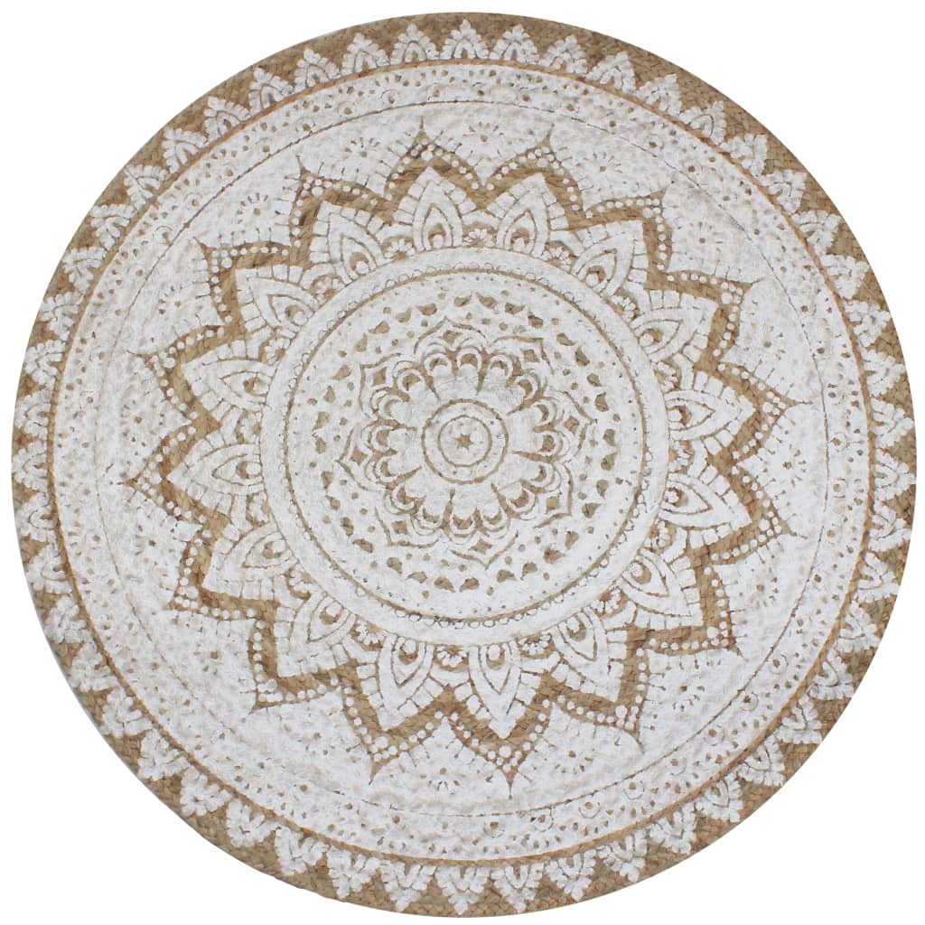 Tapis Jute Tressé Imprimé Rond 90 cm