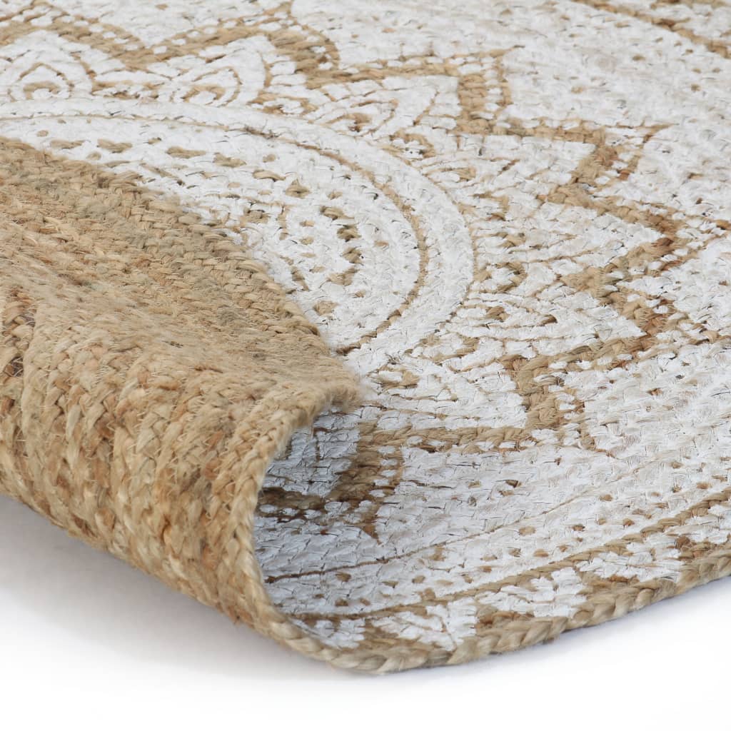 Tapis Jute Tressé Imprimé Rond 90 cm