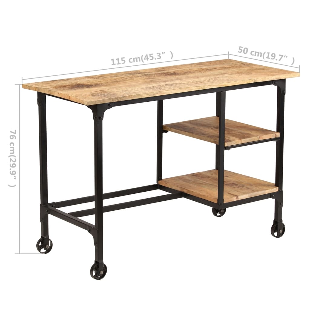 Desk with Folding Stool Solid Mango Wood 115x50x76 cm