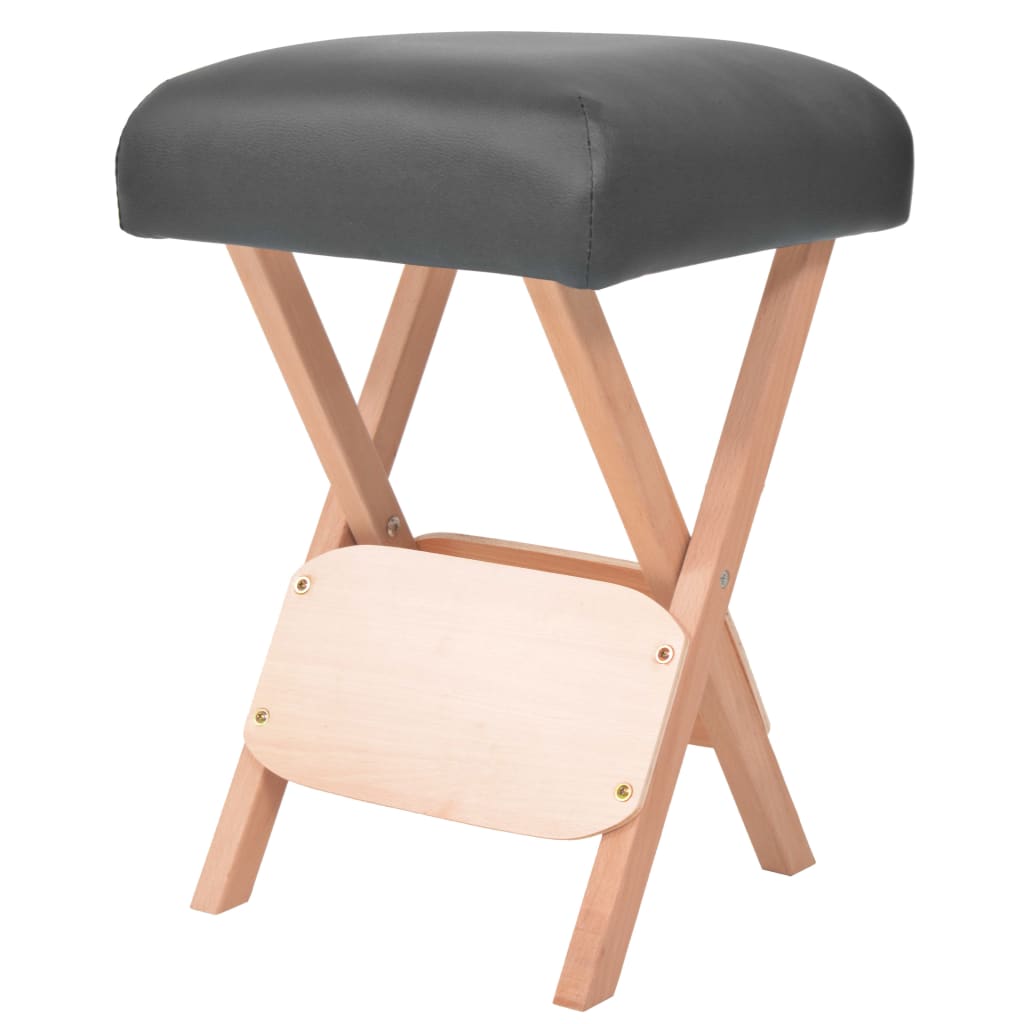 Folding Massage Stool, 12 cm Thick Seat, Black