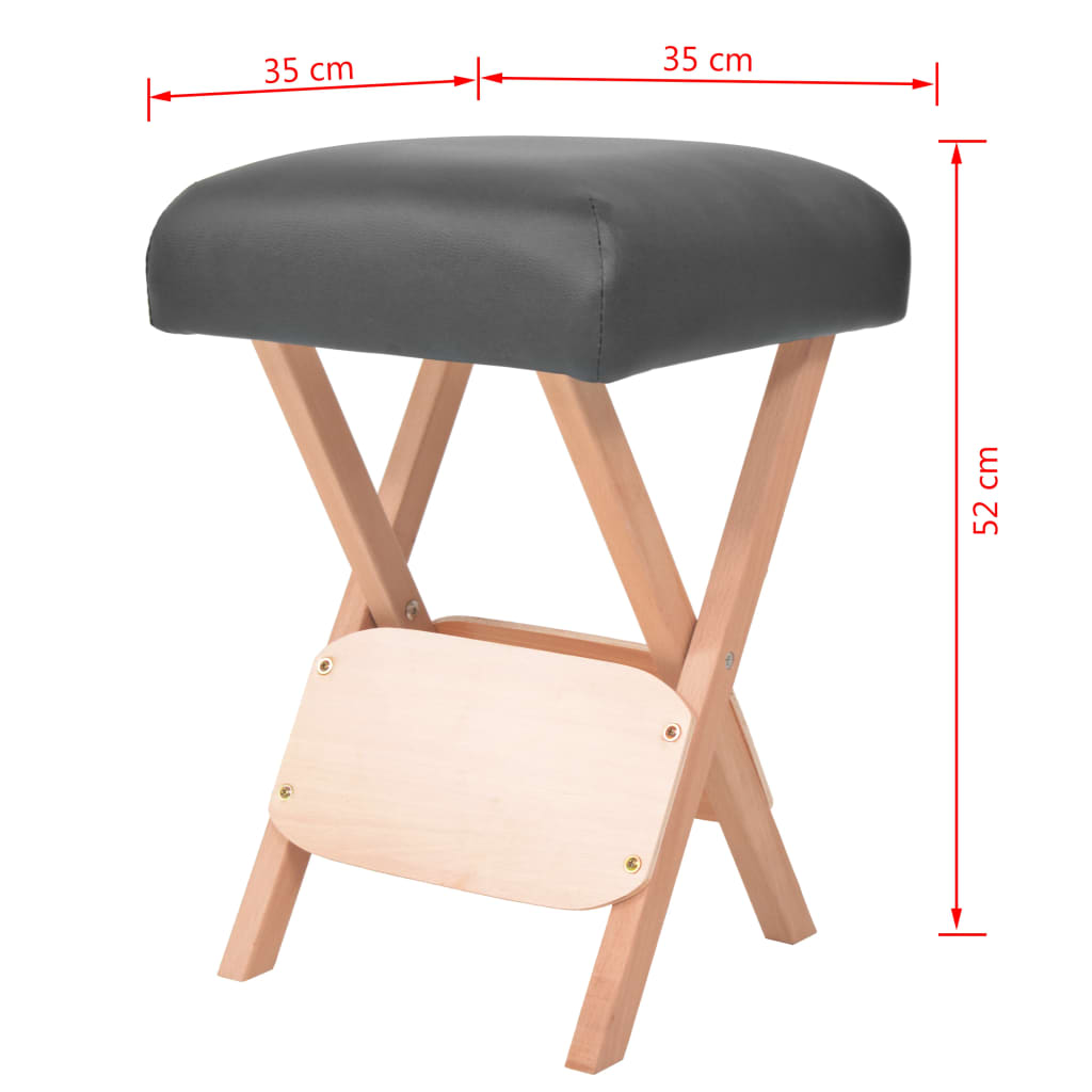 Folding Massage Stool, 12 cm Thick Seat, Black