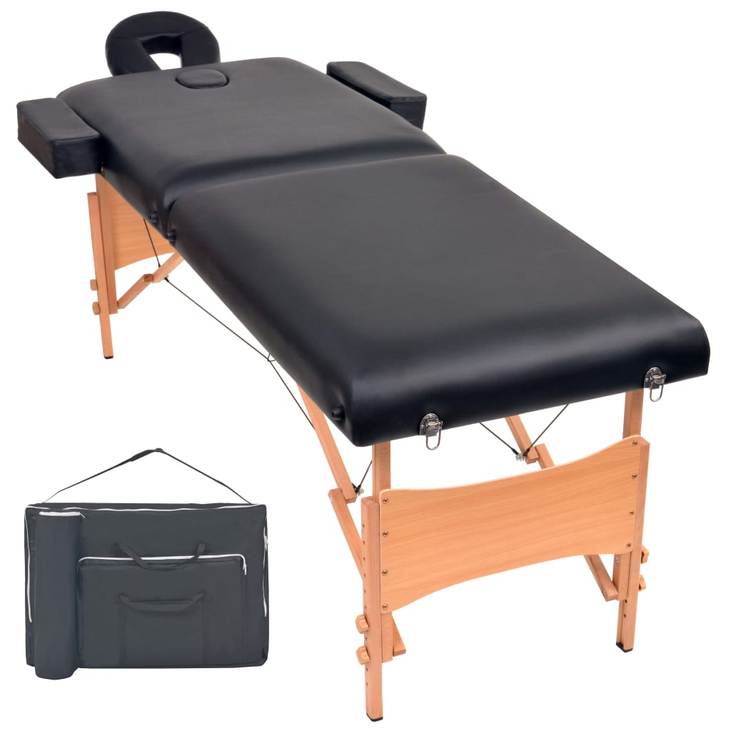 Table de massage pliante 2 zones, 10 cm d'assise, noire