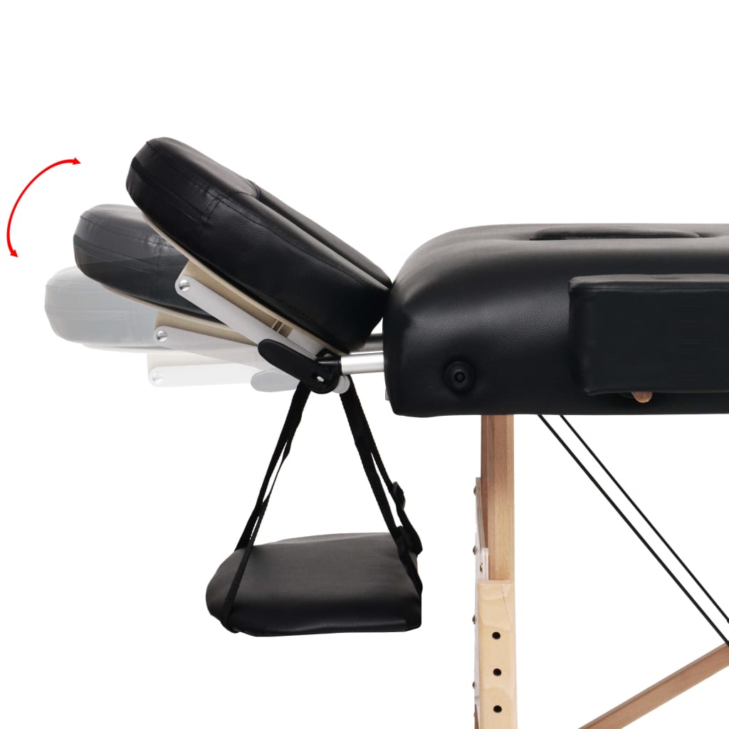 Table de massage pliante 2 zones, 10 cm d'assise, noire