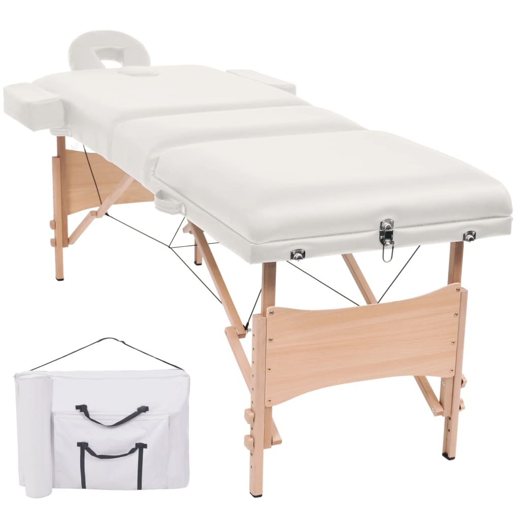 Table de massage pliante 3 zones 10 cm assise blanche