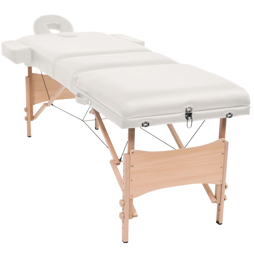Table de massage pliante 3 zones 10 cm assise blanche