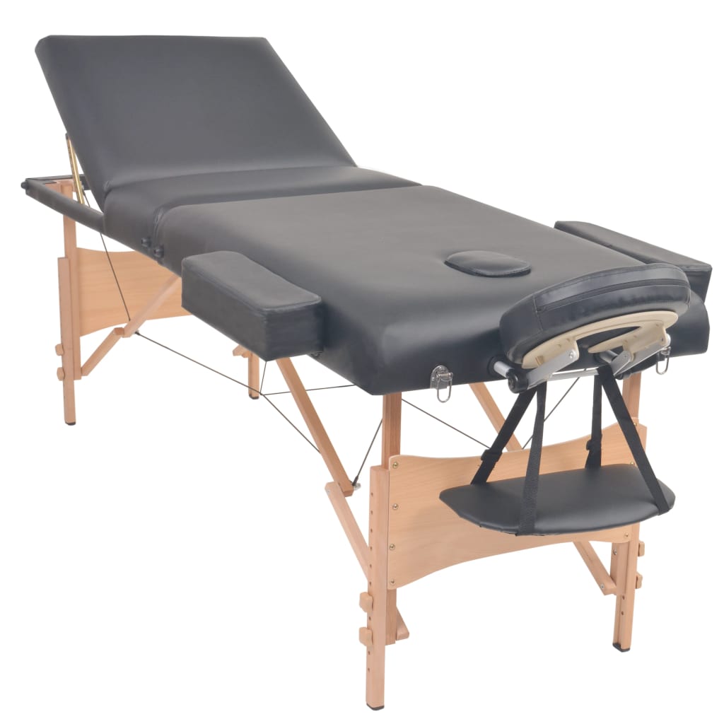 Table de massage portable 3 zones rembourrage 10 cm noir