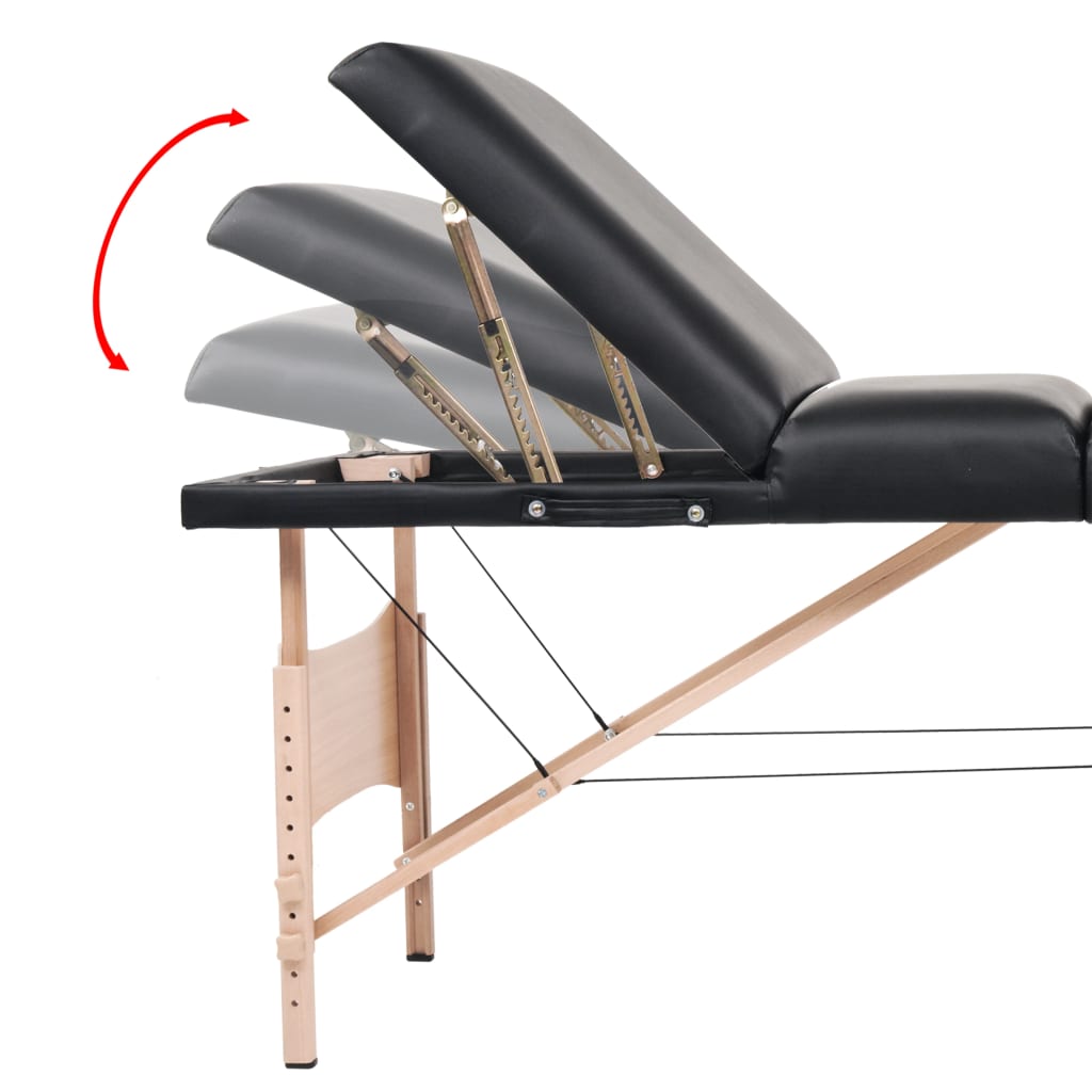 Table de massage portable 3 zones rembourrage 10 cm noir