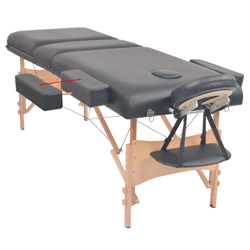 Table de massage portable 3 zones rembourrage 10 cm noir