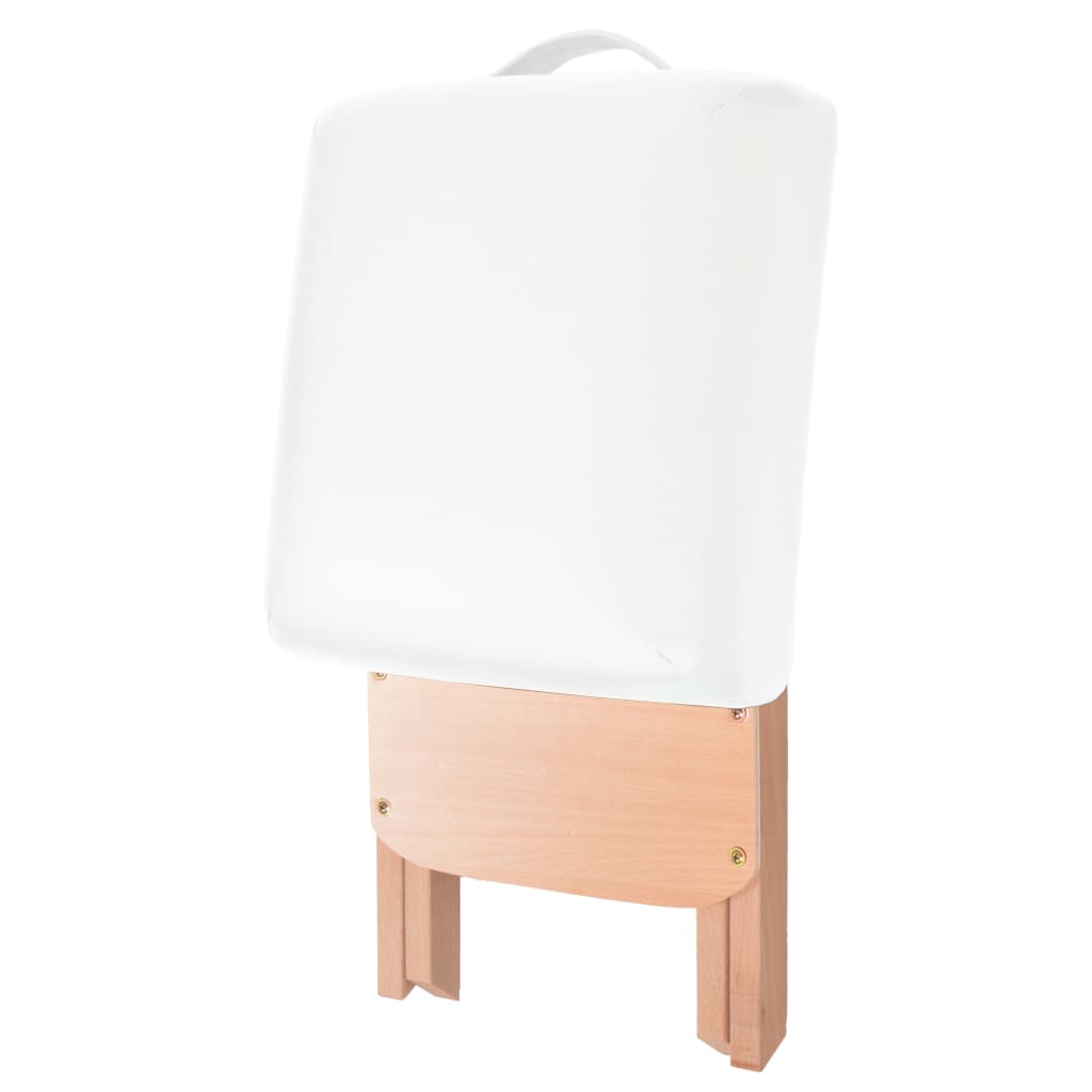 Table de massage 2 zones pliable avec tabouret 10 cm assise blanc