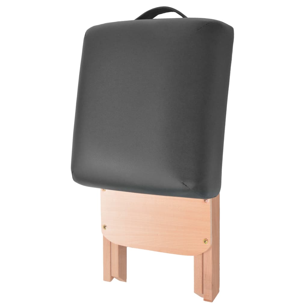 Table de massage pliante 2 zones avec tabouret 10 cm assise noire