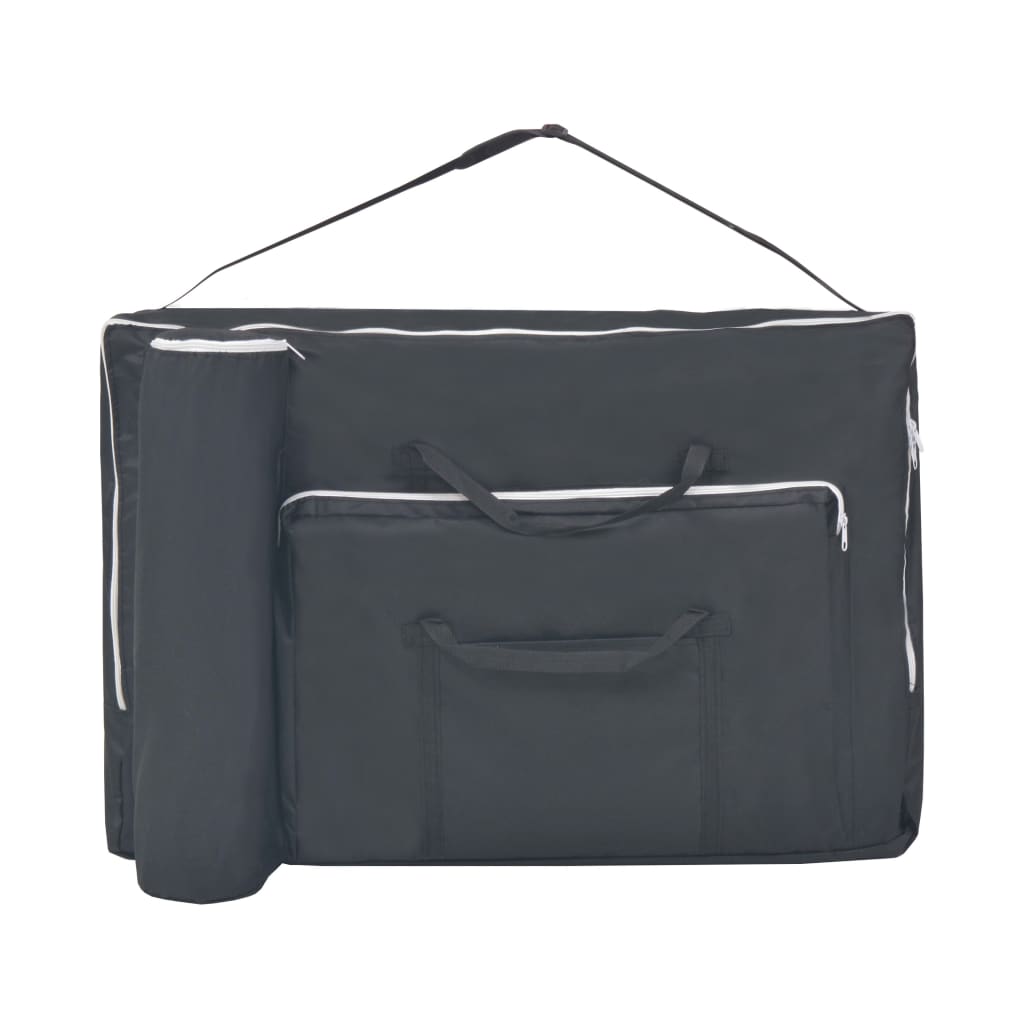 Table de massage pliante 2 zones avec tabouret 10 cm assise noire