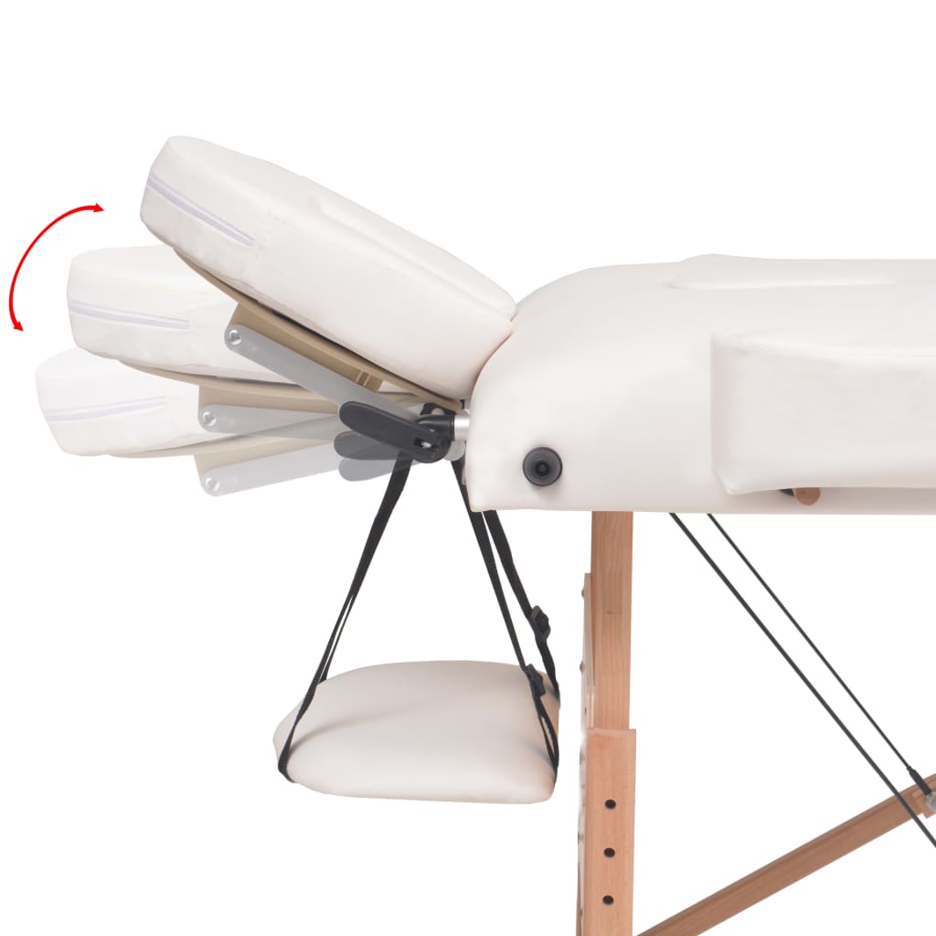 3-Zone Massage Table with Stool, Foldable, 10 cm Seat, White
