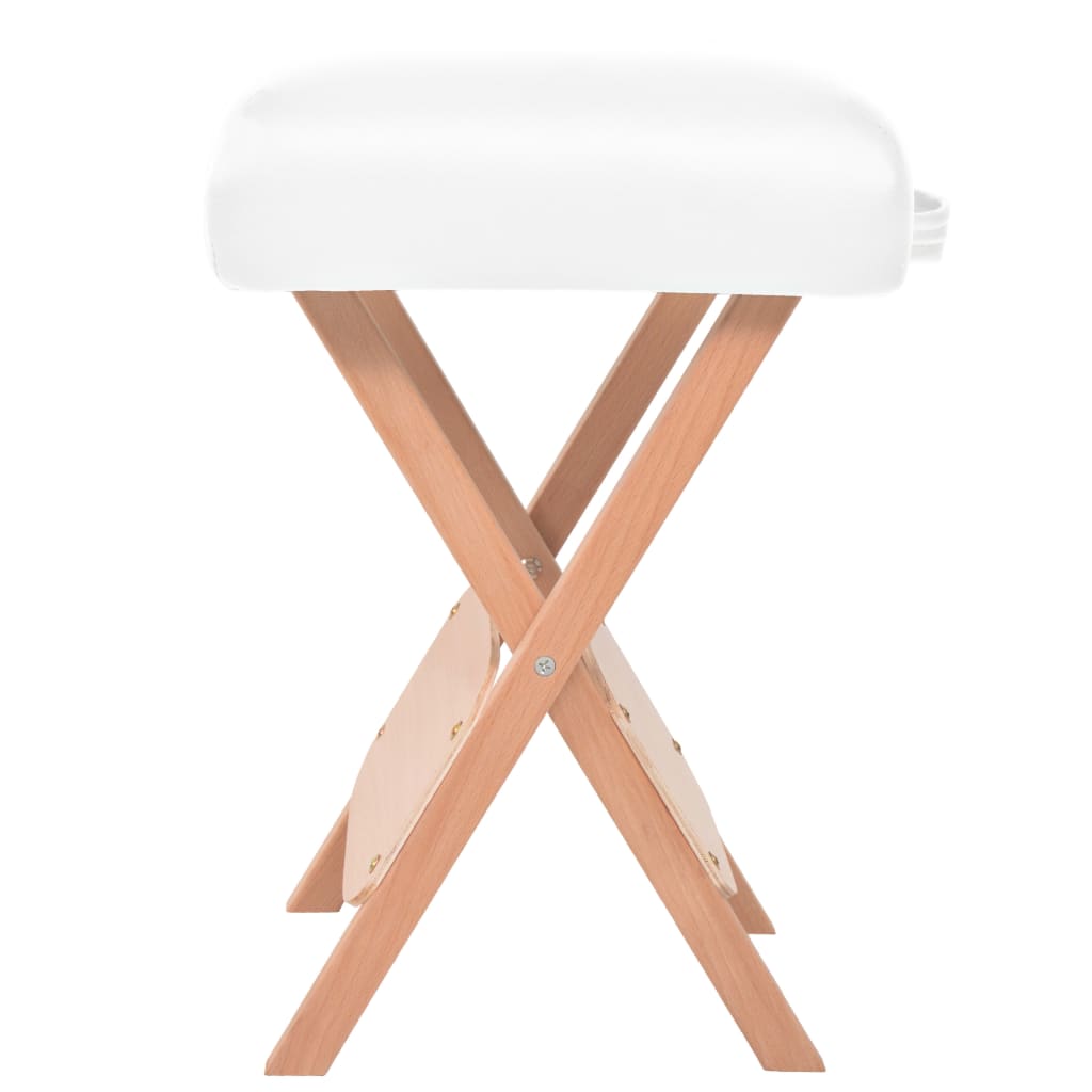 3-Zone Massage Table with Stool, Foldable, 10 cm Seat, White