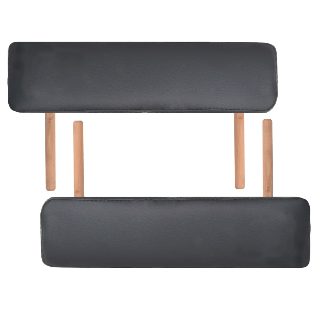 Massage Table 3-Zone with Stool Foldable 10 cm Seat Black