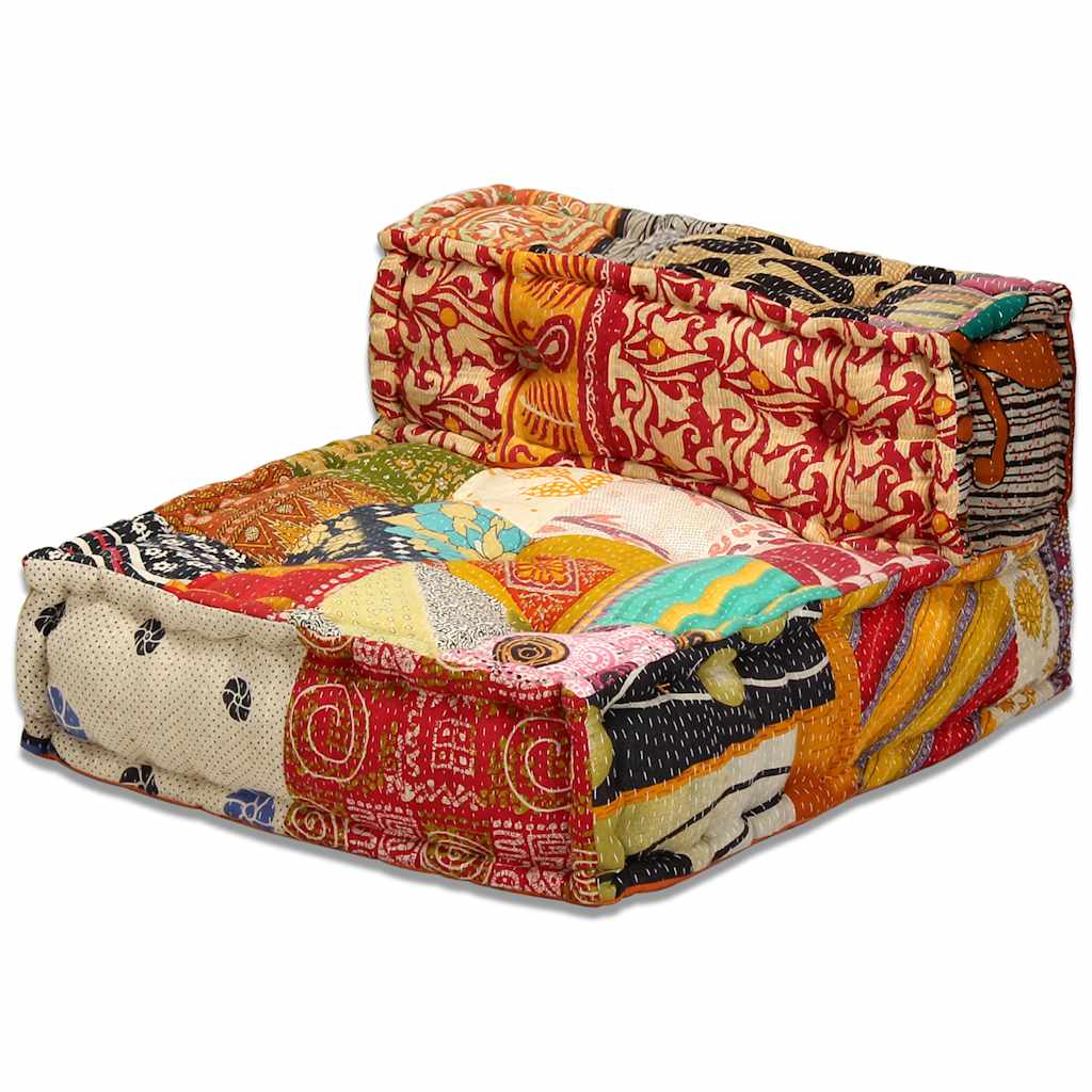 Pouf modulaire 3 places en tissu patchwork
