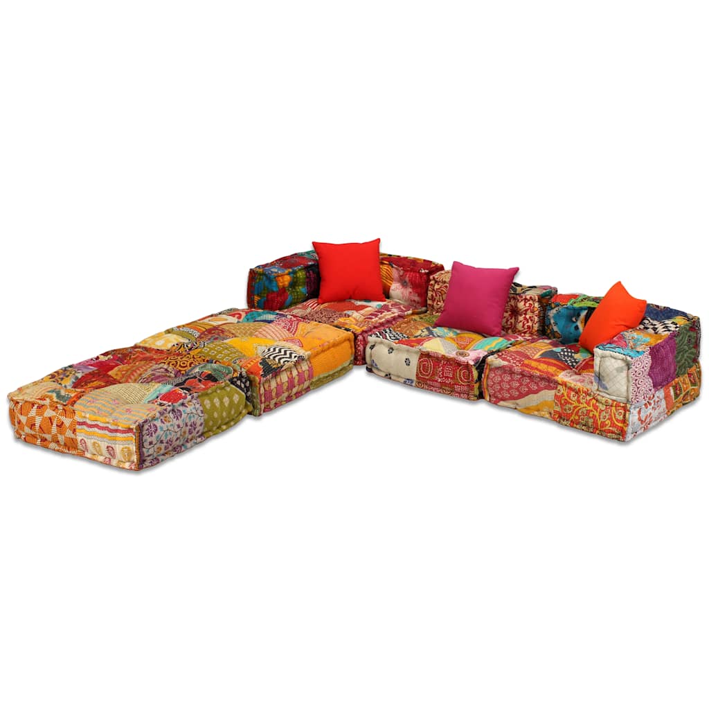 Pouf modulaire 3 places en tissu patchwork