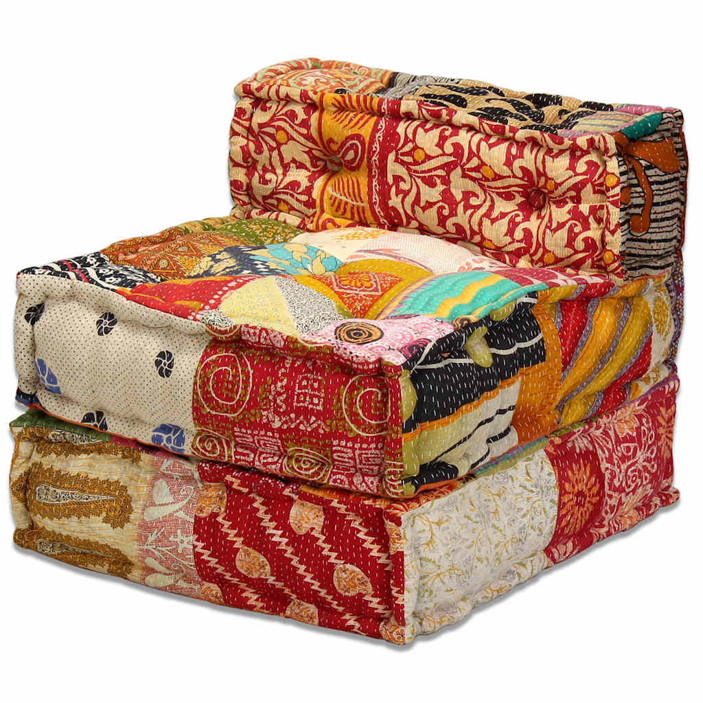 Pouf modulaire 3 places en tissu patchwork