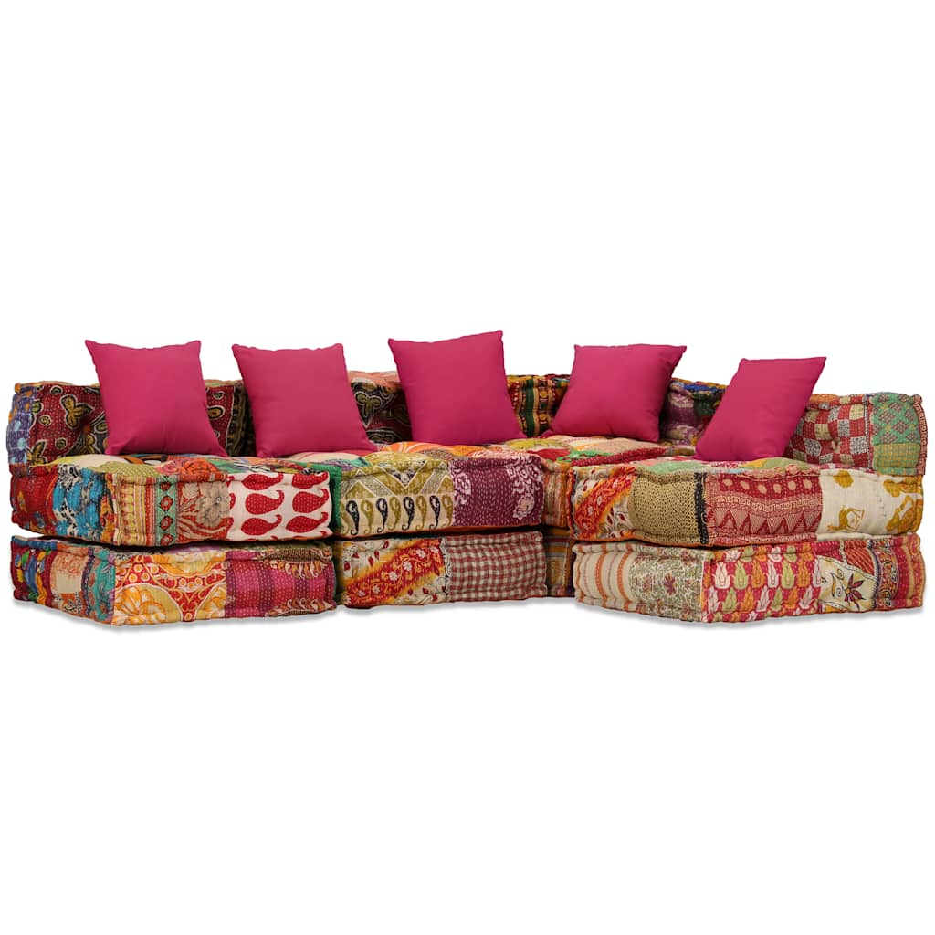 Pouf modulable 4 places en tissu patchwork