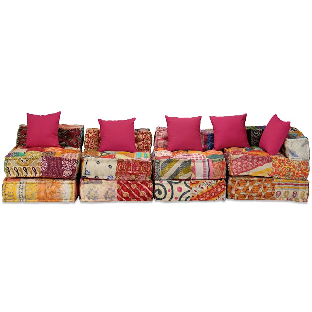 Pouf modulable 4 places en tissu patchwork
