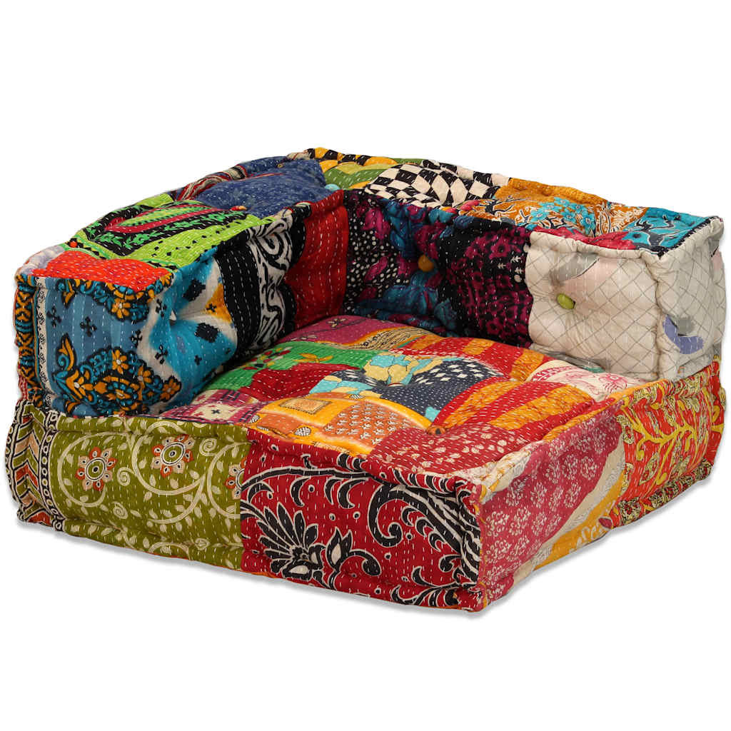 Pouf modulable 4 places en tissu patchwork